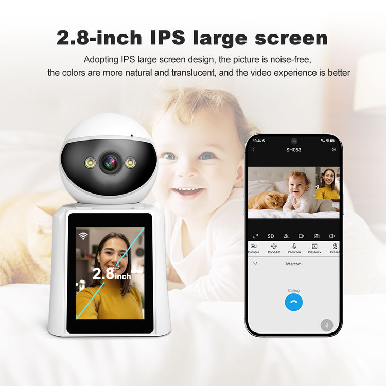 دوربین مداربسته تحت شبکه هوشمند SriHome SH053 4MP با تماس تصویری، نمایشگر 2.8 اینچی و WiFi
