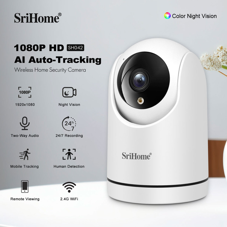 دوربین مداربسته تحت شبکه بیسیم SRICAM SH042 Full HD 1080P گردان با تشخیص انسان و مکالمه دوطرفه