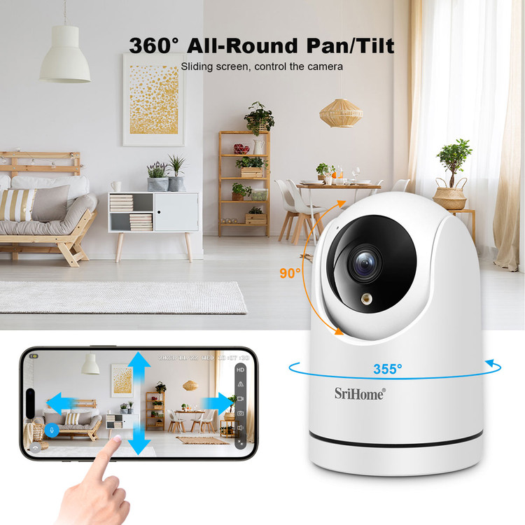دوربین مداربسته تحت شبکه بیسیم SRICAM SH042 Full HD 1080P گردان با تشخیص انسان و مکالمه دوطرفه