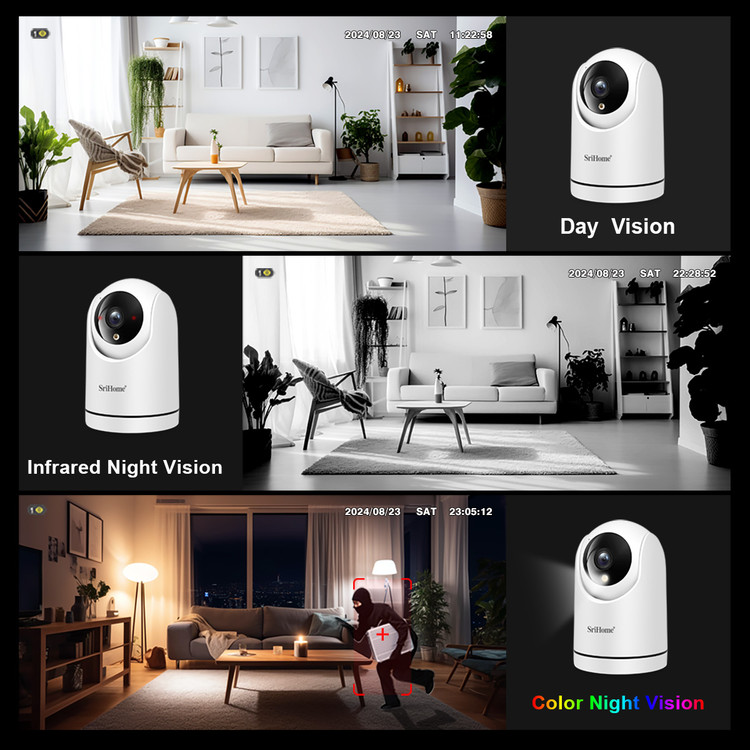 دوربین مداربسته تحت شبکه بیسیم SRICAM SH042 Full HD 1080P گردان با تشخیص انسان و مکالمه دوطرفه